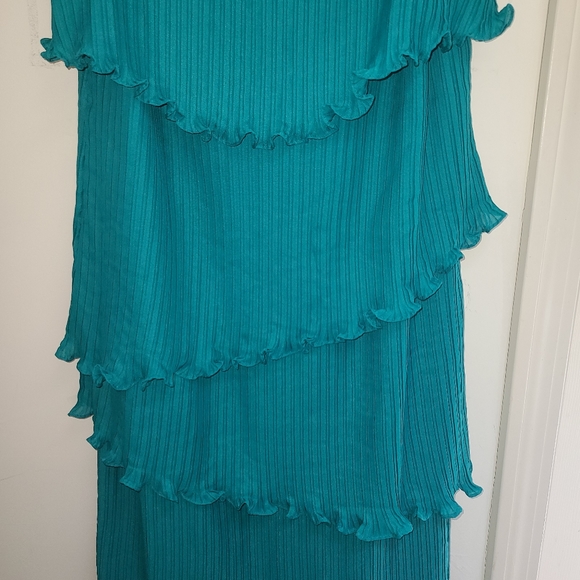 WOMENS TEAL RUFFLE DRESS - Picture 3 of 3